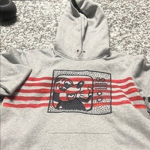 Coach Gray Hoodie with Red Graphic Stripes